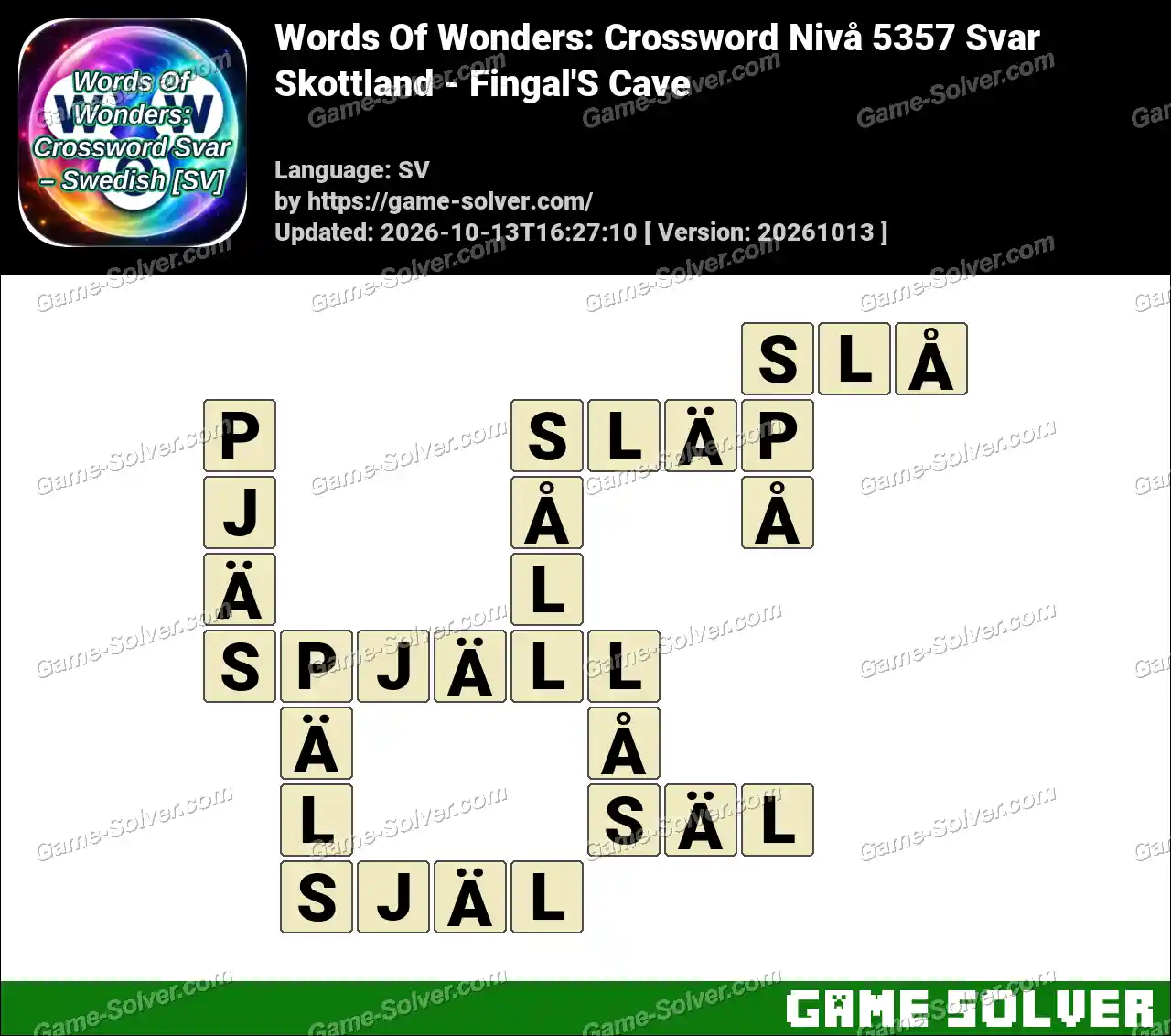 Words Of Wonders: Crossword Nivå 5357 Svar – Skottland – Fingal’S Cave